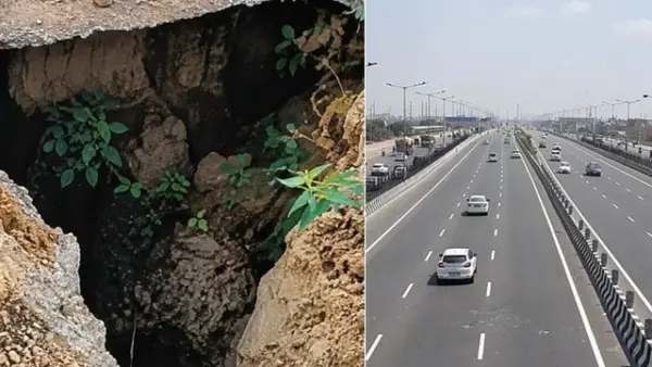 दिल्ली-देहरादून एक्सप्रेस-वे पर बारिश से फिर गड्ढे, कई जगह रेलिंग धंसी, क्वालिटी पर उठे सवाल